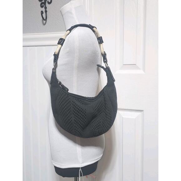 Black Macrame Purse With Strap And Handles - Picture 1 of 9